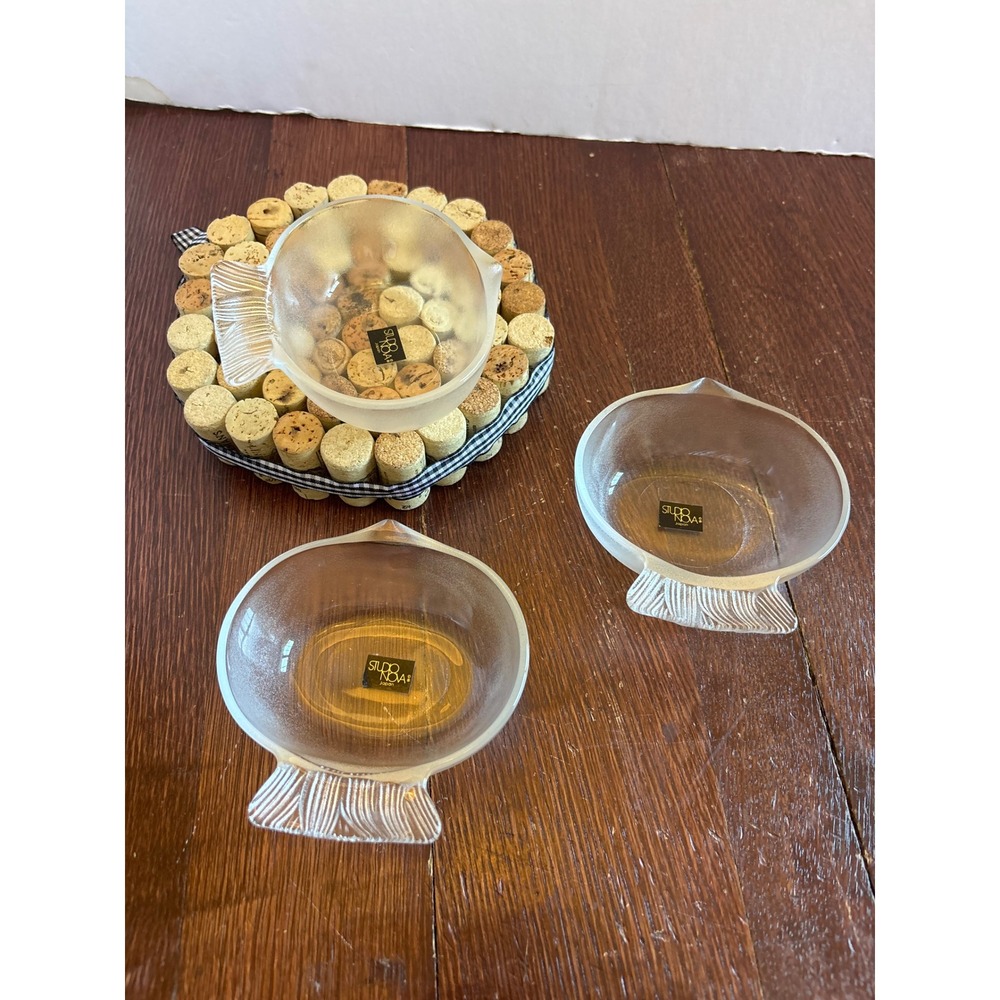 Studio Nova Japan Frosted Turnip Fish Shaped Small Bowls Set of 3 Clear Textured